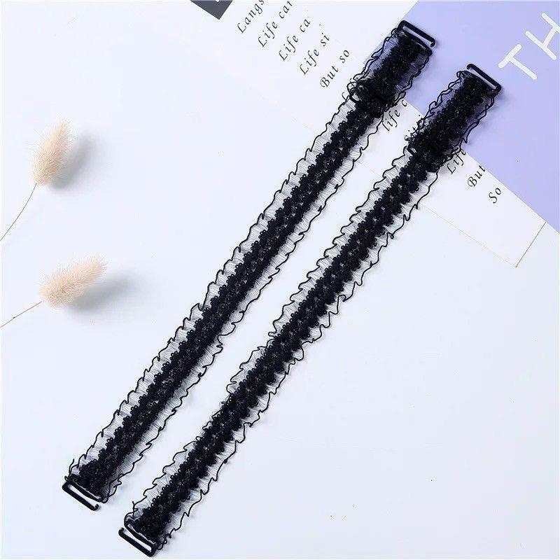 

1 пара, сексуальное платье, кружевной бюстгальтер, плечевой ремень, женский, регулируемый, сделай сам, цветочный, ремешок для нижнего белья, эластичная противоскользящая пряжка, ремешок для нижнего белья чёрный