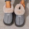 Women's Platform Boots Winter Fur Chunky Shoes Ankle Warm Plush House Fluffy Footwear Plush Lined Slip On EVA Sole Slippers New