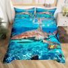 Erosebridal Mermaid Tail Comforter Cover,Kids Fish Scales Duvet Cover Twin,Girly Shell Starfish Bedding Set Ocean Life Sea Animal Bed Sets P