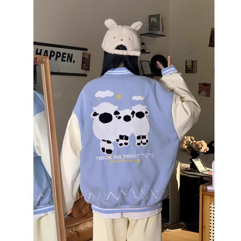 Unisex Color Block Embroidered Baseball Jacket - New Spring/Autumn Loose Fit