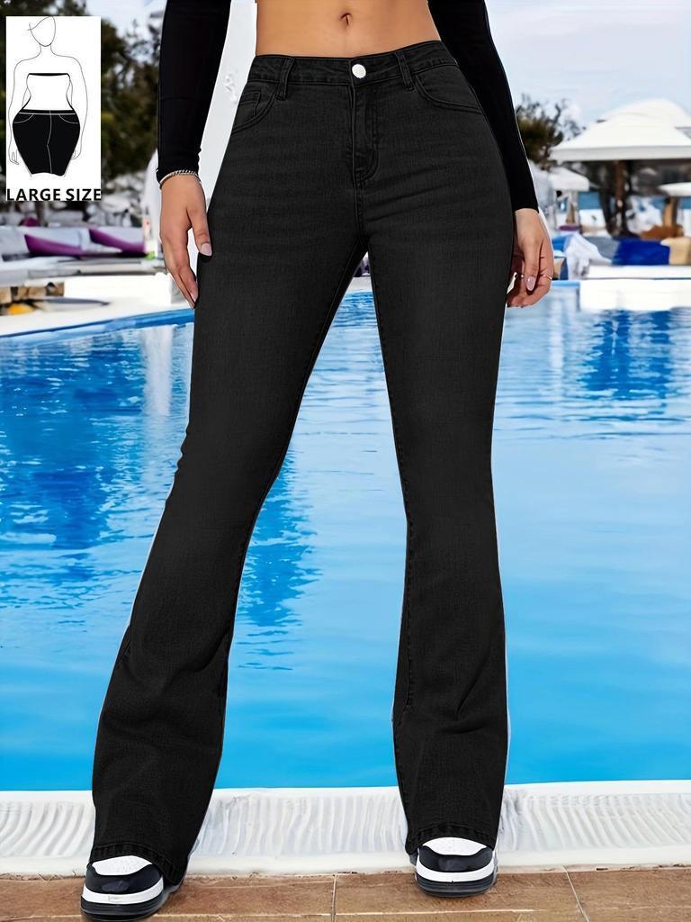 Damen Hellblaue Micro-Flare Slim Fit Jeans - Trendige Europäisch-Amerikanische Mode Lange Hosen