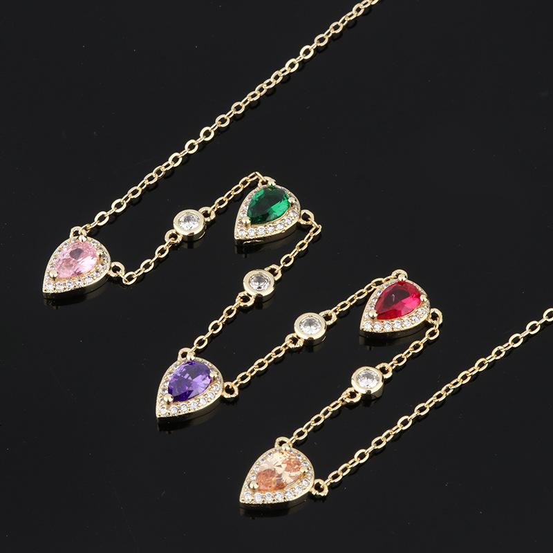 

Ювелирные изделия Женское Ожерелье Капля дождя Радужный Циркон Сексуальное Геометрическое Ожерелье на ключицу