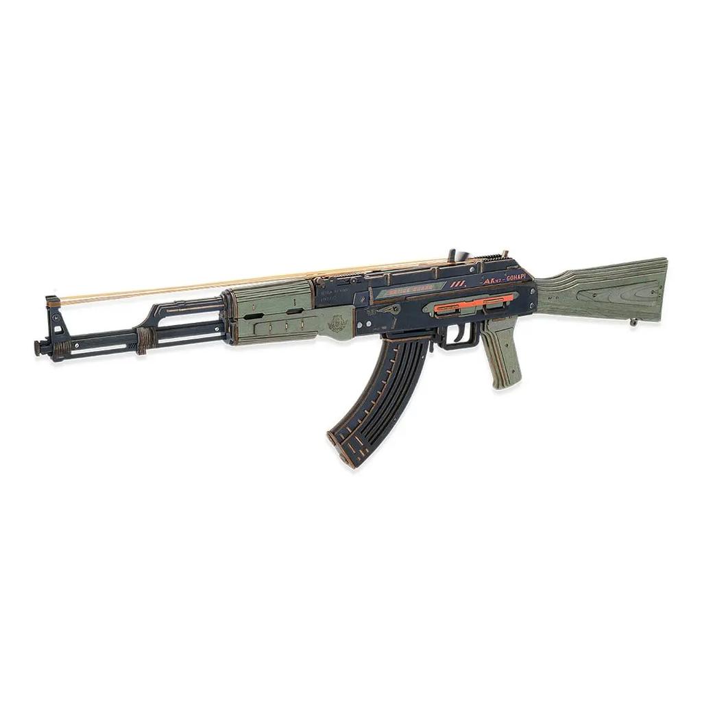 Robotime Rokr 3D Wooden Puzzle Toy Rifle Model Kits with Rubber Bands for Adults to Build Unique Gifts for Kids and Adults AK-47