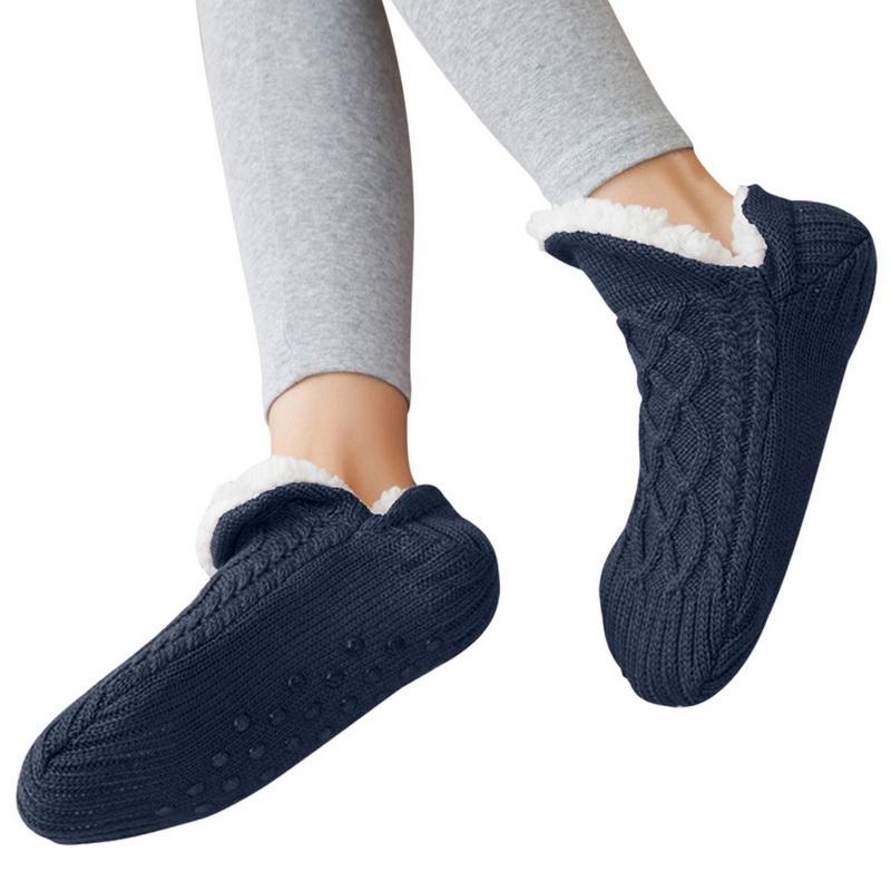 Indoor Winter Floor Socks Women Men Slippers Socks Home Bedroom Sleeping Socks Non-Slip Knitted Fleece Warm Carpet Couple Socks