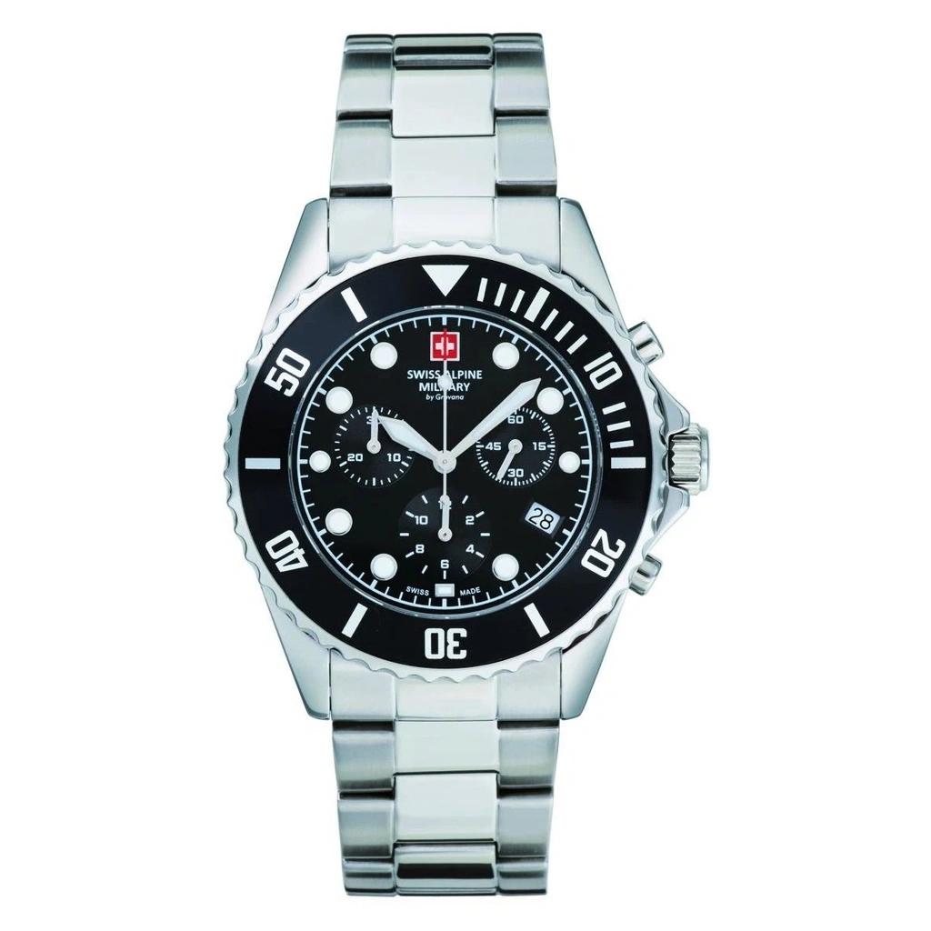 

Swiss Alpine Military Master Diver Хронограф Нержавеющая сталь Черный циферблат Кварцевые 7053.9137 100М Мужские часы чёрный