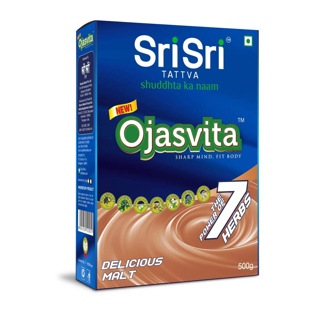 

Sri Sri Tattva Ojasvita Malt Powder Drink Mix For Daily Vitality Mental Focus Energy Support Healthy Body 500 g