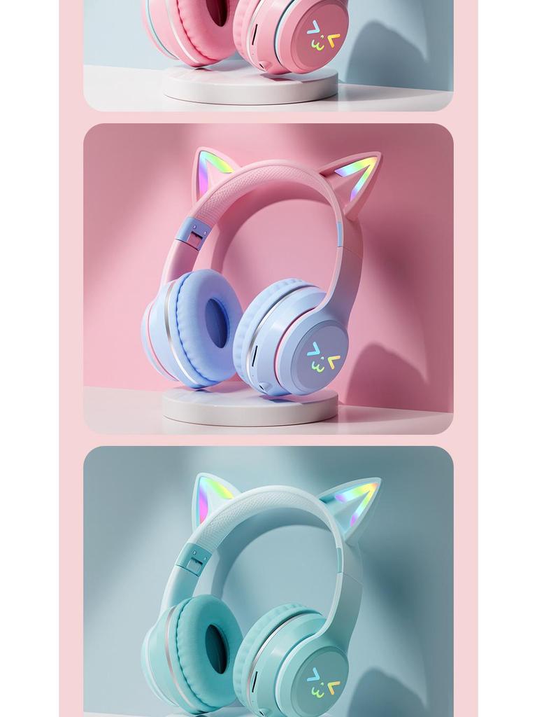 2025 Cat Ear Luminous Bluetooth Earphones with Long Battery Life & Stereo Sound