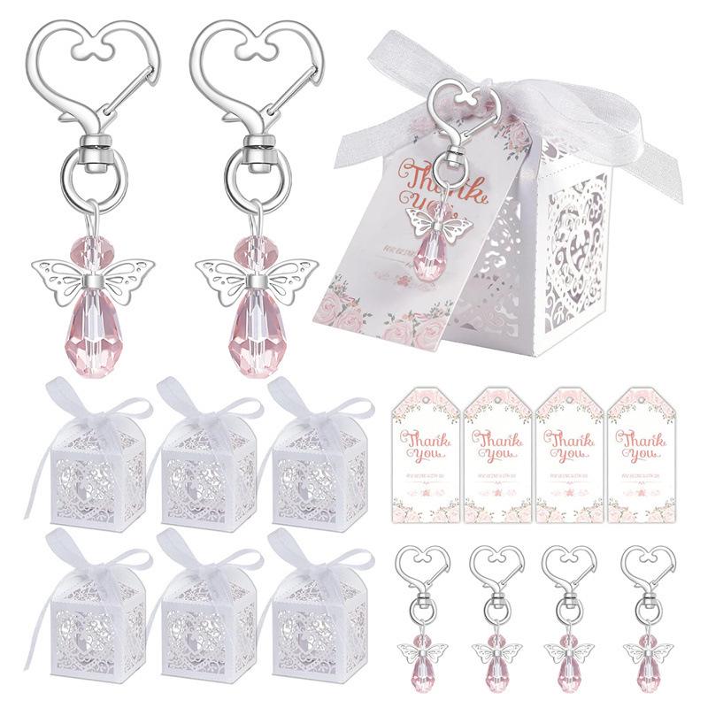 Guardian Angel Keychain with Candy Box - Wedding, Baptism, Communion Party Favor & Thank You Gift