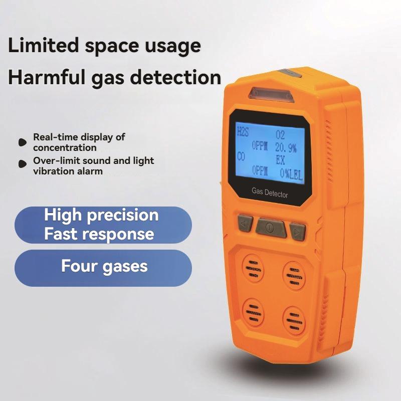 NEW High Precision 4-in-1 Gas Detector-Combustible & Toxic Hazardous Gas Meter O2 CO H2S Analyzer Portable Handheld Rechargeable