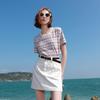 Sancai Women's 2026 Summer Striped Round Neck T-shirt