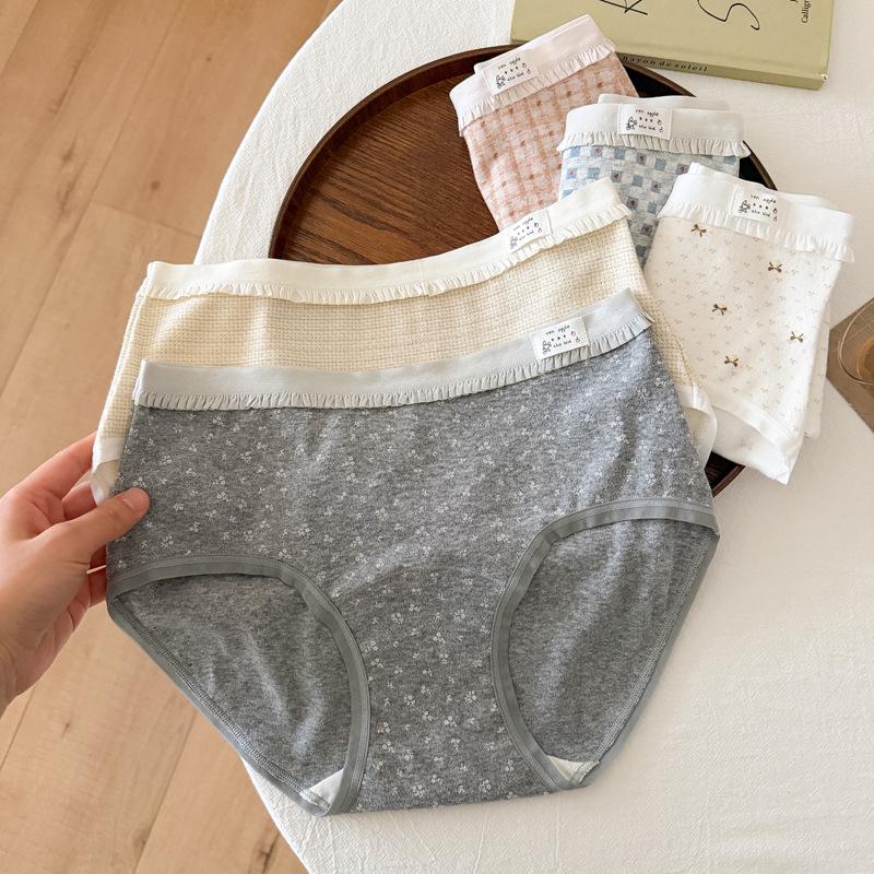 H8819 Lolita Floral Panties for Girls - Pure Cotton, Breathable, Antibacterial Crotch, Women's Briefs for Ages 10+