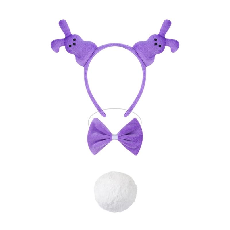 1/3/4/5Pcs Women's Bunnies Costume Accessories Set Rabbit Ears Headband Bowtie Rabbit Tail Tutu Skirt for Easter Party