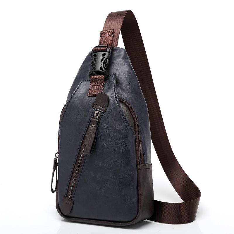 

2026 Men s Fashion PU Leather Chest & Shoulder Bag синій