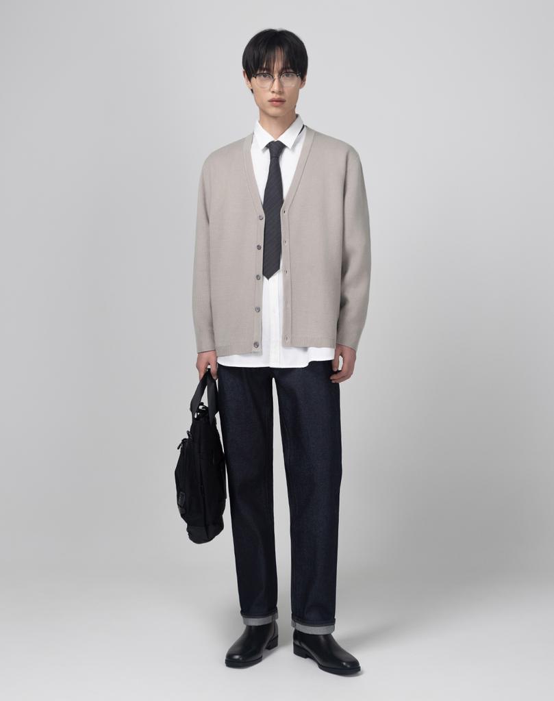 Work On Body Off Half Milano Semi-Oversized Basic Cardigan - Light Gray