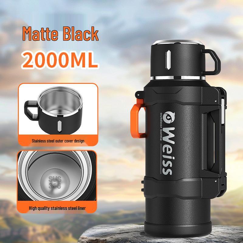 Food-Grade Thermos Flask with Tea and Water Separator - Large Capacity, Portable for Outdoor Use