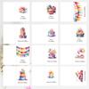 24pcs Cartoon Watercolor Greeting Cards with Envelopes, Handmade Birthday Party Invitations