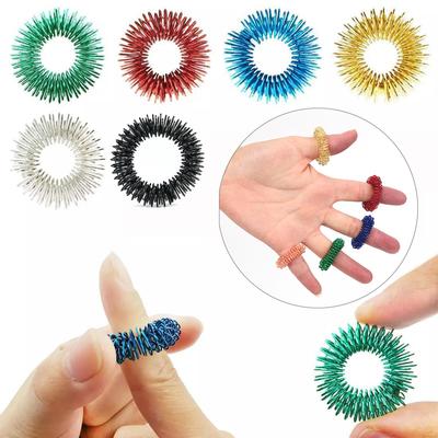 6PCS Spiky Sensory Finger Rings Finger Acupressure Massage Rings Relieve Stress Reusable Mini