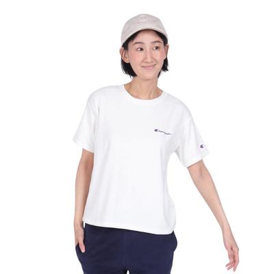 Short Sleeve Round Neck Relax Fit Embroidery Script Logo Short Sleeve Basic White M [Champion] T-shirt T-Shirt Women's CW-X341