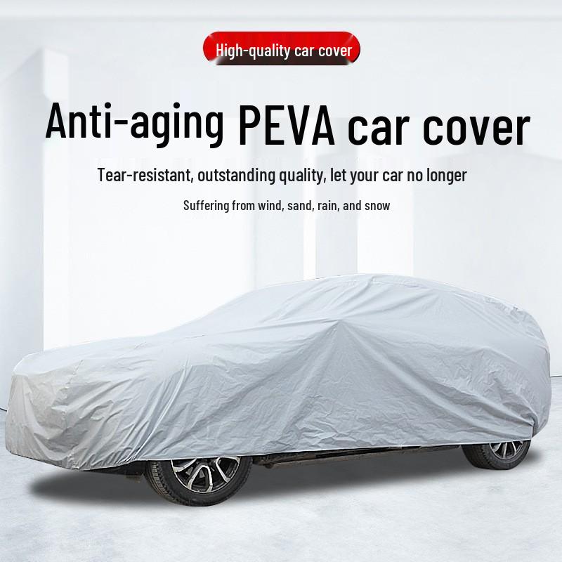

Sun Protection 210D Oxford PEVA Car Cover - Heat Insulation, Thickened Shield M срібні білого кольору