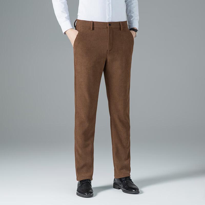Men's Thickened Loose Fit Straight-Leg Suit Trousers