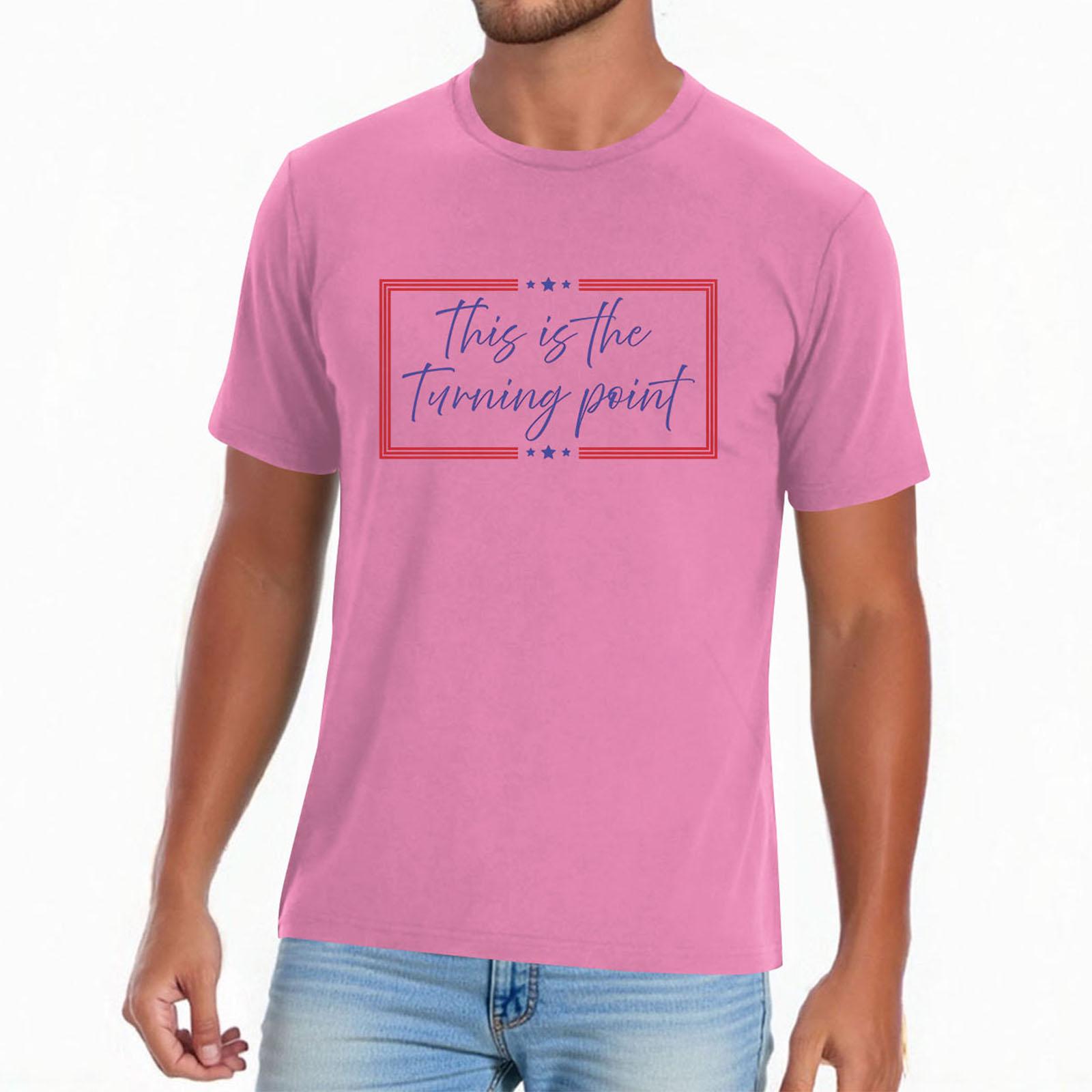 

Мужская повседневная футболка с принтом, с круглым вырезом XXL розовый