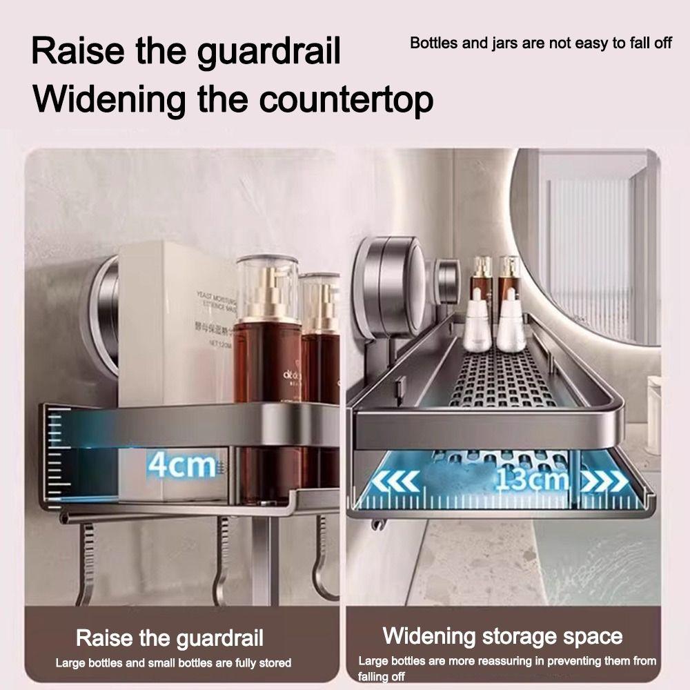No Drilling Bathroom Shelf Aluminum Toilet Storage Rack Multifunctional Wall Shampoo Holder