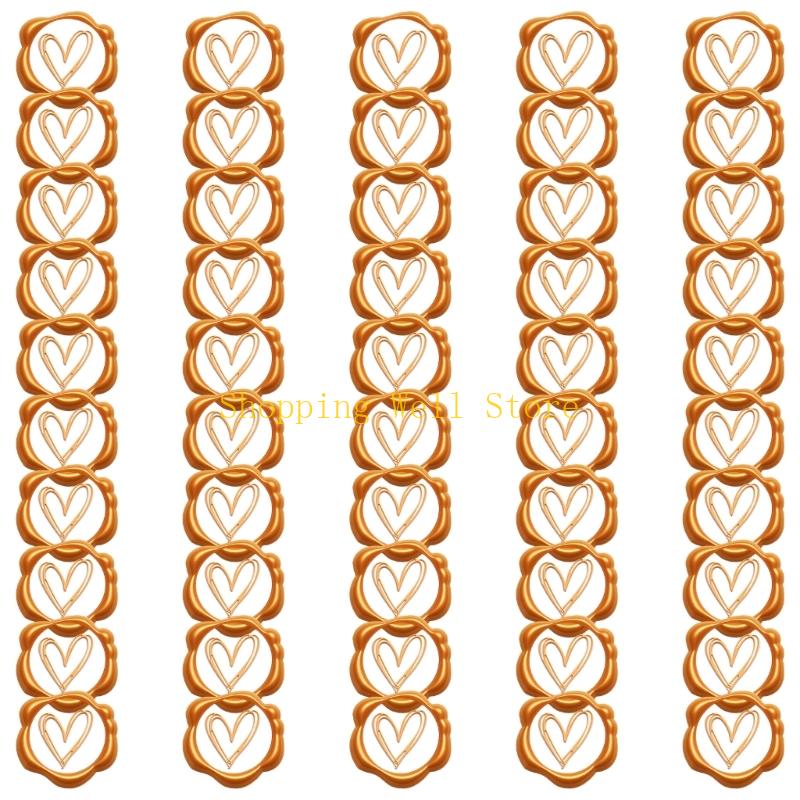 KX4B Pack of 50 Heart Wax Seal Sticker Waterproof Decoration Use