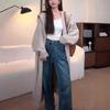 Live stream explosion Lazy wind hooded knitted cardigan women's medium and long autumn and winter new Korean sweater jacket coat