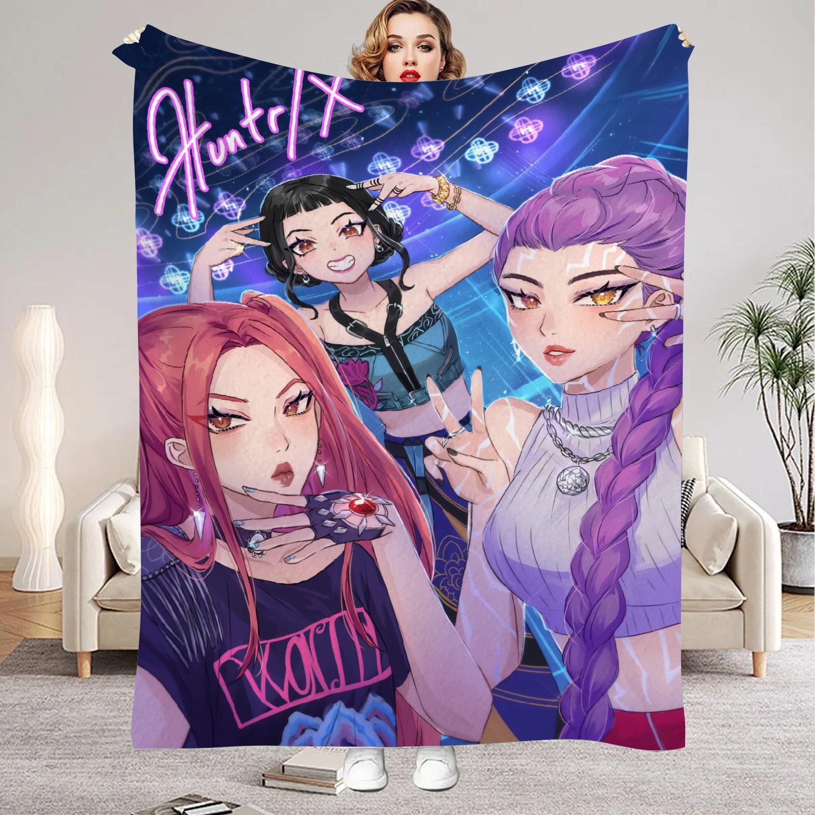 

Huntrix Blankets K pop Demon Hunters Rumi Zoey Mira Soft Warm Throw Blanket Kids Living Room Couch Sofa Bed Christmas Giftsmas 75x100cm