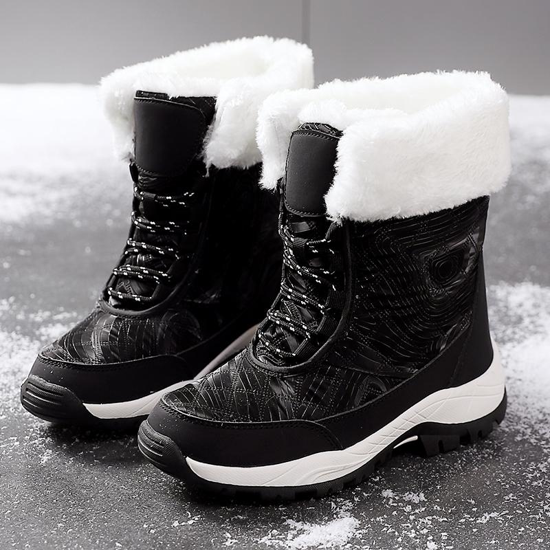Warm Cotton Shoes Women's High-top Boots Anti-slip Snow Boots Winter Plush Outdoor Walking Shoes Hiking Sneakers