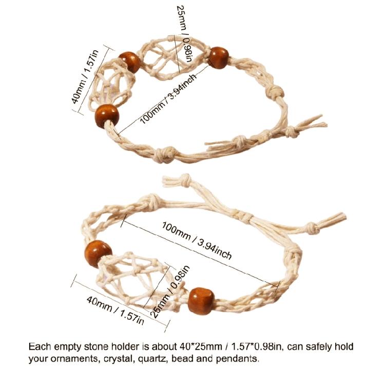 Crystal Holder Bracelet Adjustable Rope Bracelet Cord Handmade Woven Netted Cage