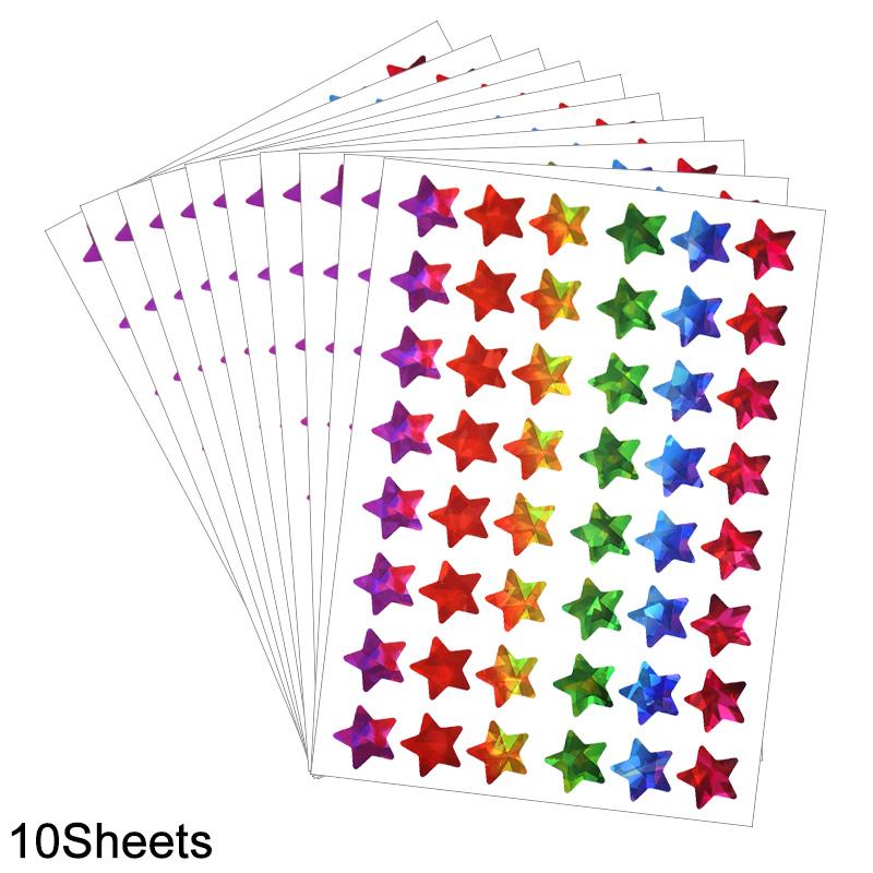 30/10Sheets Star Dot Heart Stickers Kids Birthday Party Favors Glitter Adhesive Sticker Reward Chart Labels Gift DIY Decoration