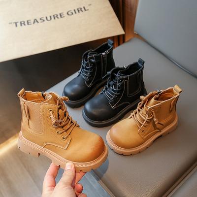 Fashion Retro Children's Short Boots Autumn New Versatile Yellow Boots Trendy Leather Boots