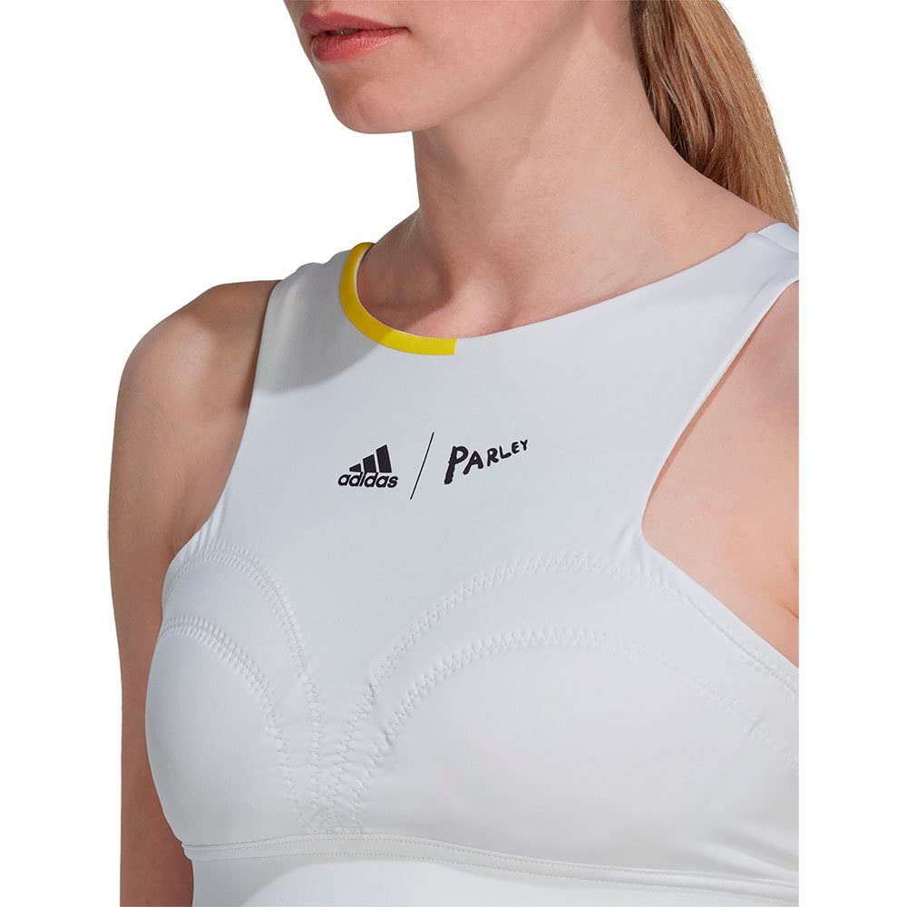 Adidas Tennis London Crop Yellow Size M Women's Top, TV550, White/Impact (HF6319),