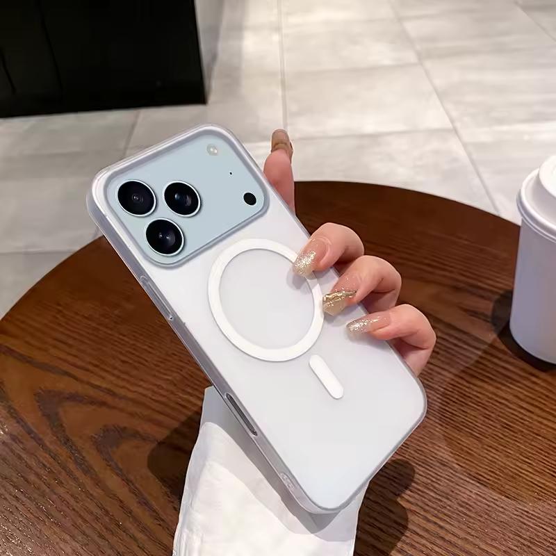 

Ультратонкий матовый чехол для iPhone 17 Air 16 E 15 14 13 12 11 Pro Max Plus Магнитный для беспроводной зарядки Magsafe PC-накладка iPhone 17 Pro Max белый