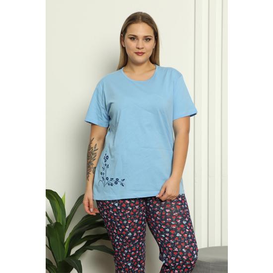 

Akbeniz Женская пижама большого размера из 100% хлопка с короткими рукавами 202142