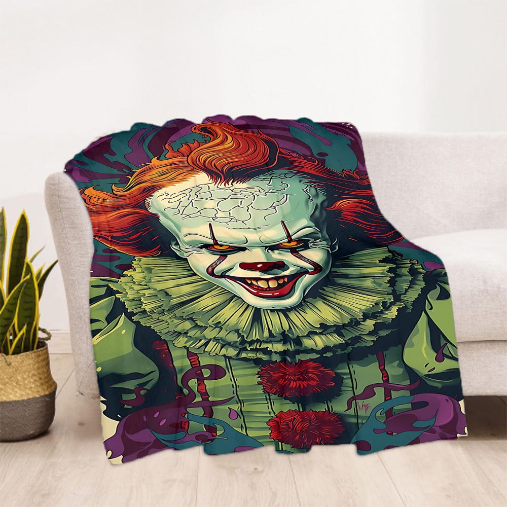1PC Clown Horror IT Outdoor Flannel Throw Blanket - HD Printed Lightweight Soft Warm All-Season Blanket for Sofa, Bed, Travel - Machine Washable106