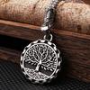 Norse Mythology Yggdrasil Viking Tree of Life Necklace Men Stainless Steel Viking Rune Pendant Necklace Jewelry