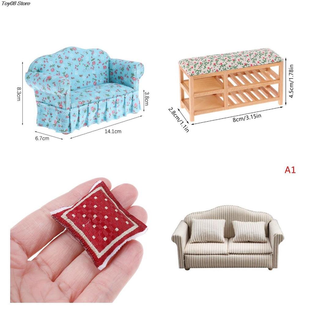 1Pc 1/12 Dollhouse Simulation Sofa Model Dollhouse Living Room Furniture Decoration Dolls House Accessories