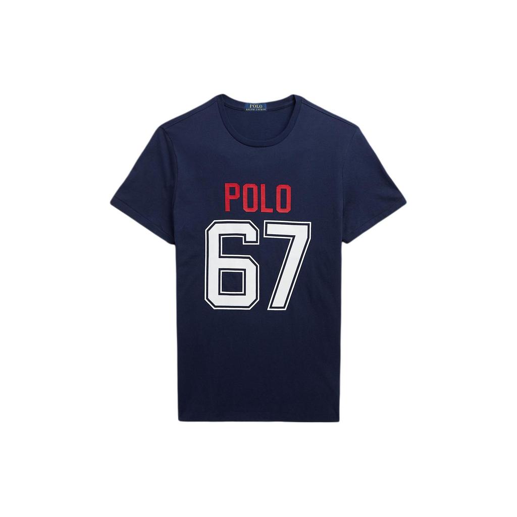 Polo Ralph Lauren Logo Letter Number Print Round Neck Slim Fit Short Sleeve T-Shirt Men T-Shirts Blue 710919459-001