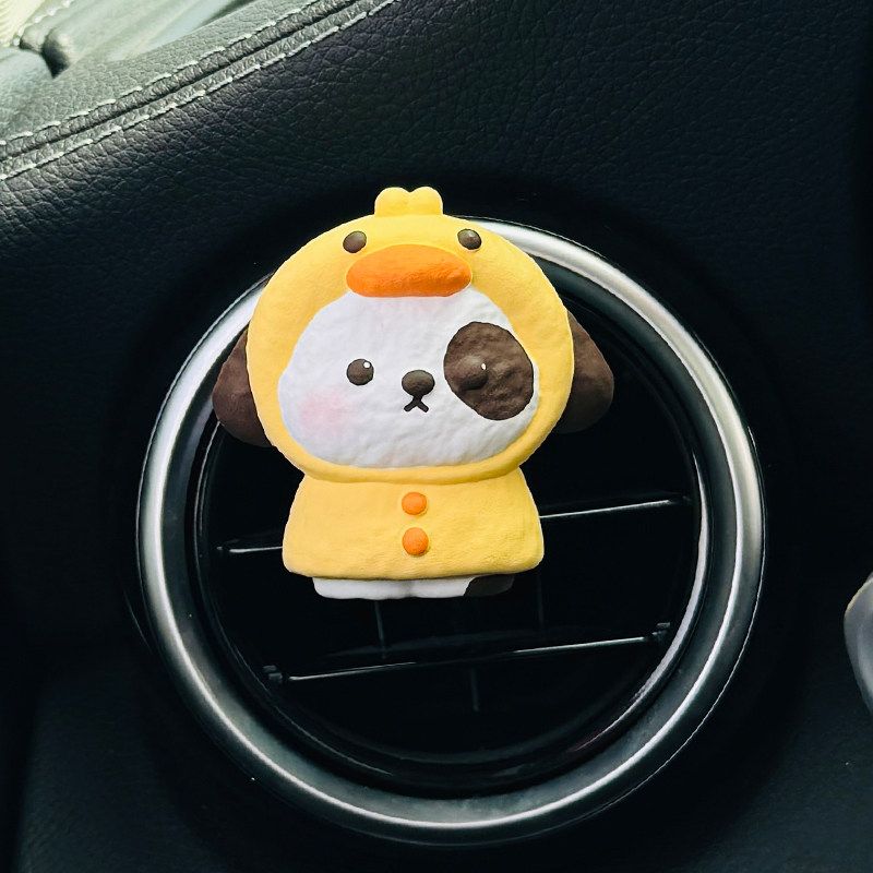Car Perfume Aromatherapy Cute Yellow Raincoat Dog Air Vent Fragrance Decoration Clip Diffuser Stone Gift for Best Friend Yellow Raincoat Dog