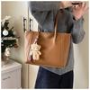 Large Capacity Fashion Tote Bag Women Detachable Charm Faux Leather Shoulder Bucket Purse Commuter Handbag