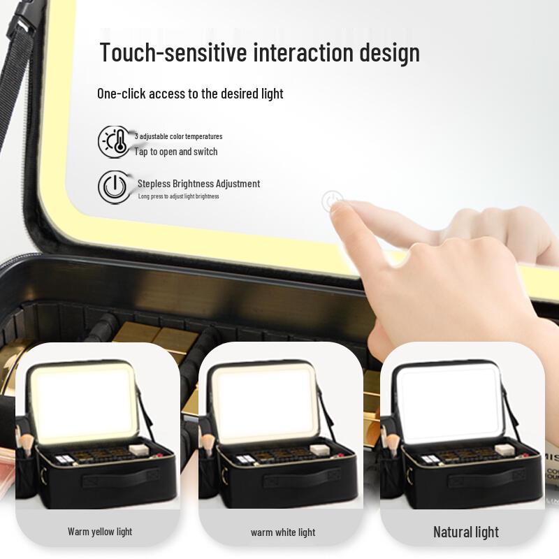 Illuminated LED Makeup Bag with Mirror - Large Capacity Multifunctional Organizer Box.