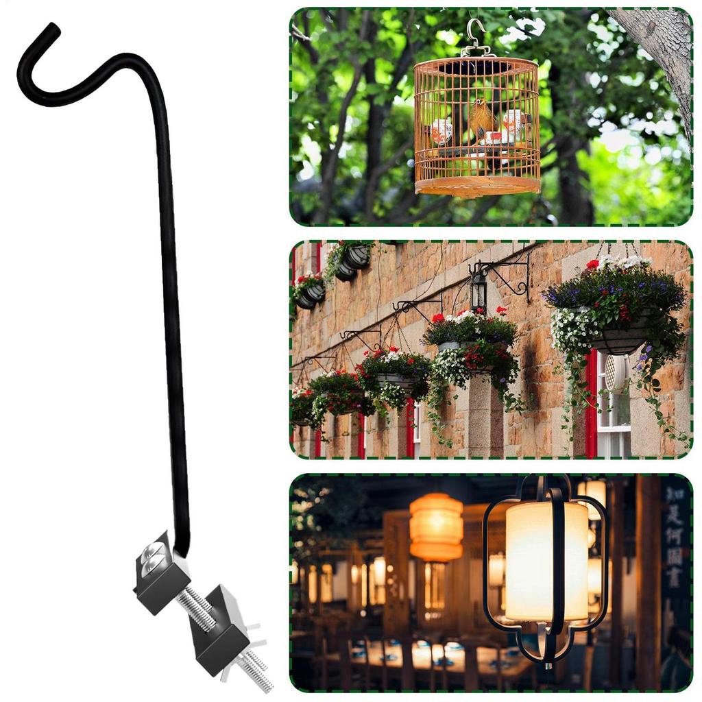 Heavy Duty Bird Feeder Pole Rotatable Planter Hook for Railing Multifunctional Swivel Planter and Feeder Hanger for Patio Garden