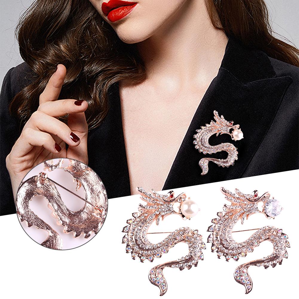 

Изысканная брошь с китайским драконом, булавка из розового золота, животное, жемчуг, дракон, миф, брошь в виде укуса, подарок дракона F8V7