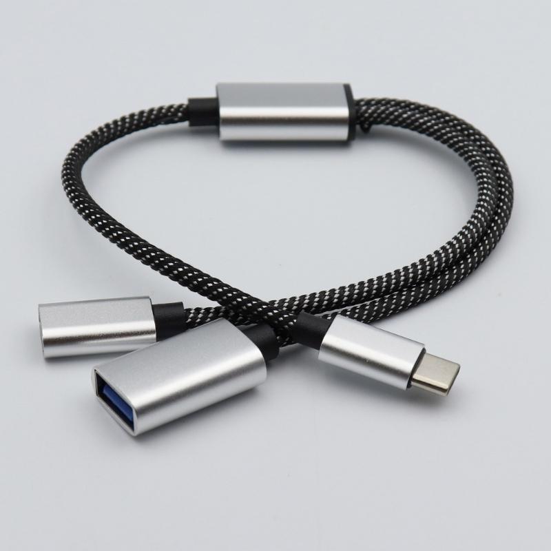 MultiDevice Connection USB C Male To 2 Female Y Splitter, 480Mbps Data Syncs And Charge Cord For Laptops,