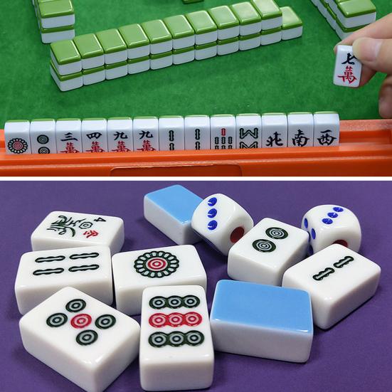 144Pcs/Set Mahjong Portable Entertainment Melamine Party Game Chinese Mahjong for Indoor