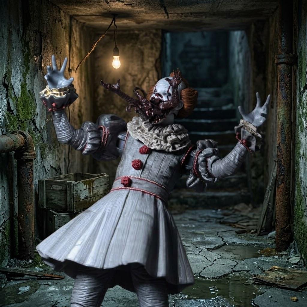 Autentická hororová figurka Pennywise – Ikonická postava z filmu IT s více pohyblivými částmi