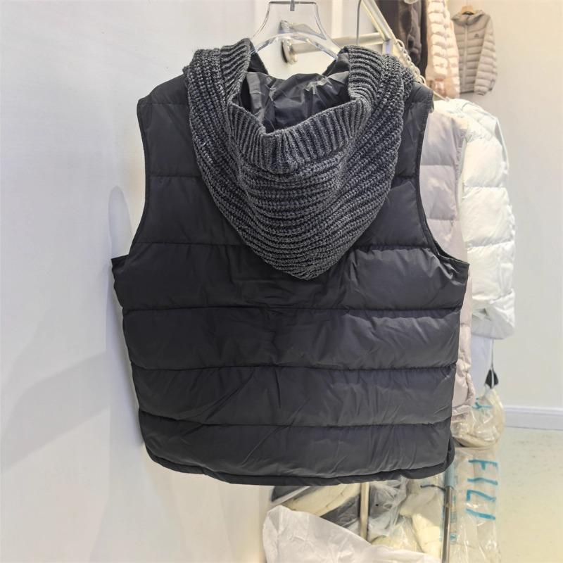 New autumn and winter European light and short knitted splicing hooded white goose down vest vest down jacket