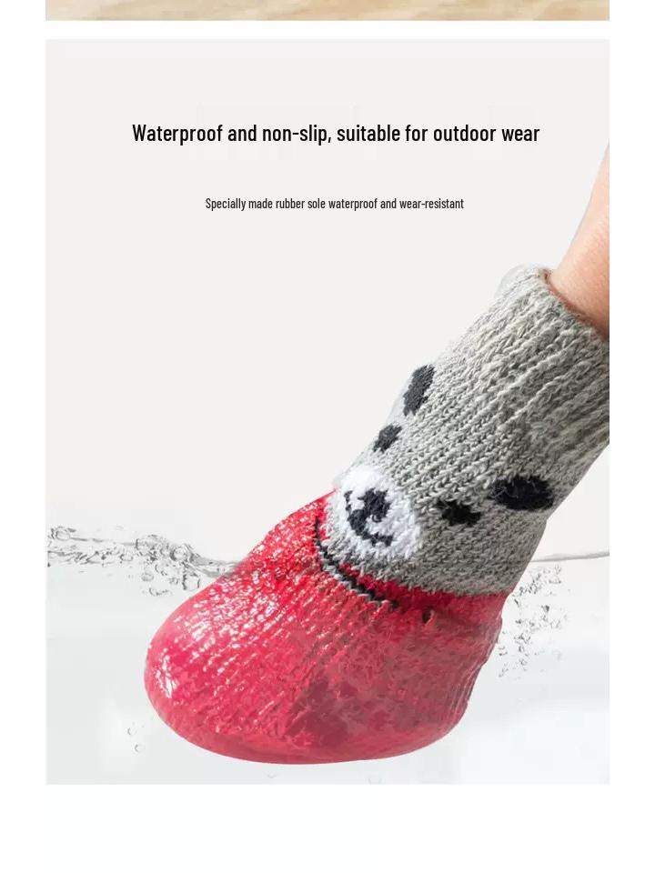 Calcetines impermeables para mascotas, perros y gatos: Zapatos de Goma Antirrayas para Todas las Estaciones para Perros Pequeños y Ositos de Peluche, Ajuste Seguro, No se Caerán